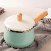 16cm nordic style porcelain enameled milk pot non stick mini soup pot with cover induction cooker universal applicable cookware