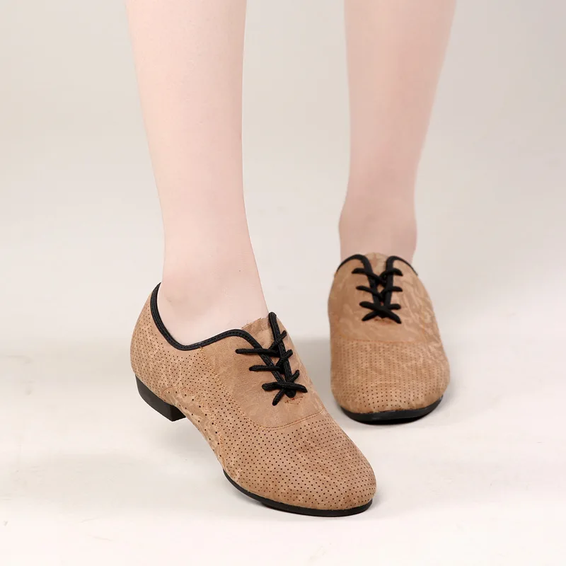 Супер дышащая мягкая женская обувь из коровьей кожи для латинских танцев Каблук 3