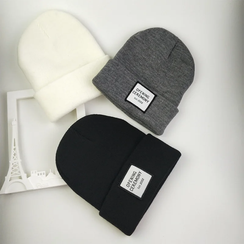 

Women's Men's Letters Label Beanie Autumn Warm Knitted Hat Fashion Winter Hats For Women Girls Streetwear Hip Hop Caps Bonnets