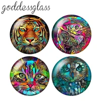 new colorful animals face tiger cat owl bird 10pcs 12mm18mm20mm25mm round photo glass cabochon demo flat back making findings