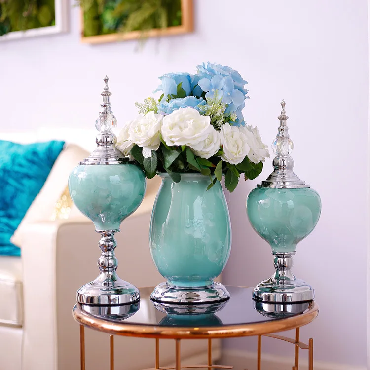 

Simple light luxury crystal glaze ceramics home furnishing accessories ornament flower vase table home decoration modern