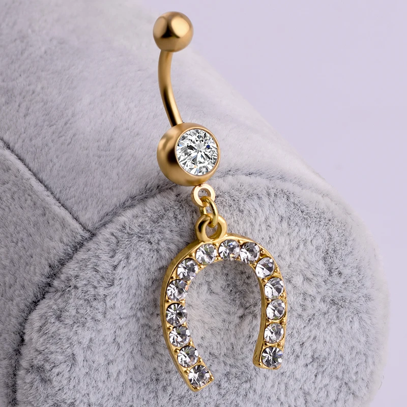 Кольцо для пирсинга пупка женское мужское подковообразное золотистое 2020 |