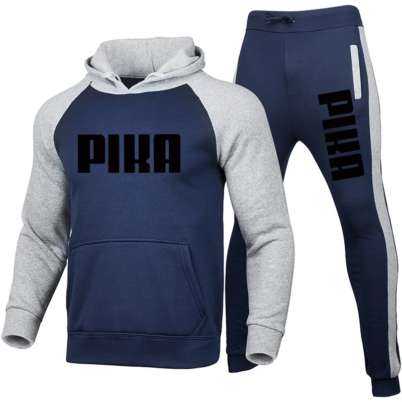 

2021 Fashion Autumn New Men's Raglan Sleeves Hooded Suit + Pants Harajuku Sports Casual Suit Suit Men/Women Sweatshirt Tracksuit