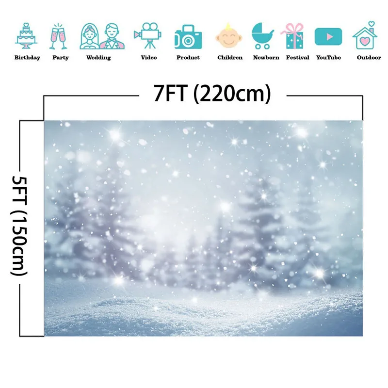 

Winter Christmas Backdrop Snowflakes Natural Scenery Wonderland Backgrounds for Photo Studio Newborn Baby Kids Photo Background