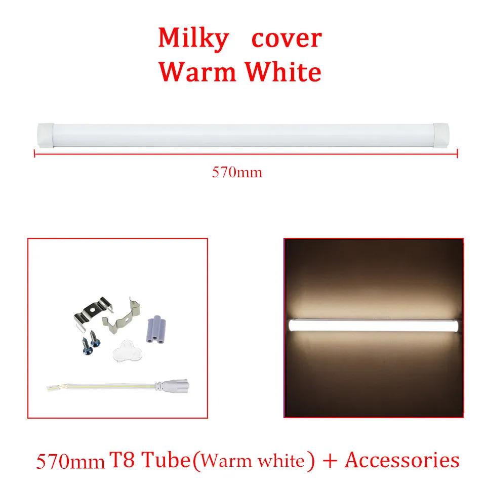 WW Milky Cover 2TF T8 Интегрированный Светодиодный молочный/прозрачный чехол 96 Светодиодный s 110 В 20 Вт 2000 люмен яркость Холодный/теплый белый 2835SMD T8 светодиодный светильник - Испускаемый цвет: WW Milky Cover