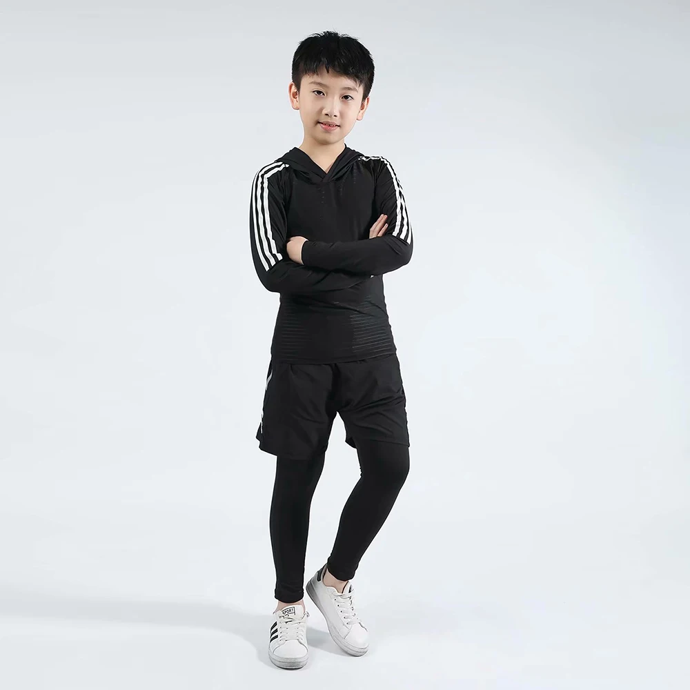 

Kids Boxing Compression Set Jersey + Pants Kids Running Basketball T-shirts Tight Pants Teenage Sportswear MMA Rash Guard