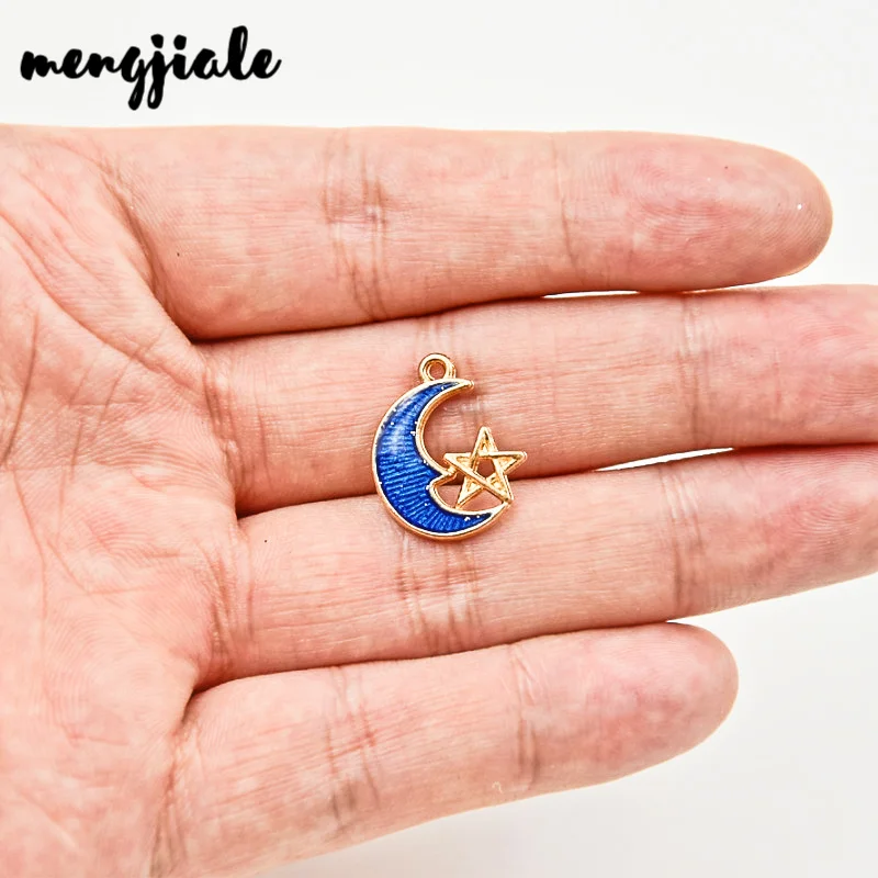

15pcs DIY High Quality Fashion Enamels Charms Gift Alloy Moon Five-Pointed Star Pendant Bracelet Necklace Jewelry Accessories
