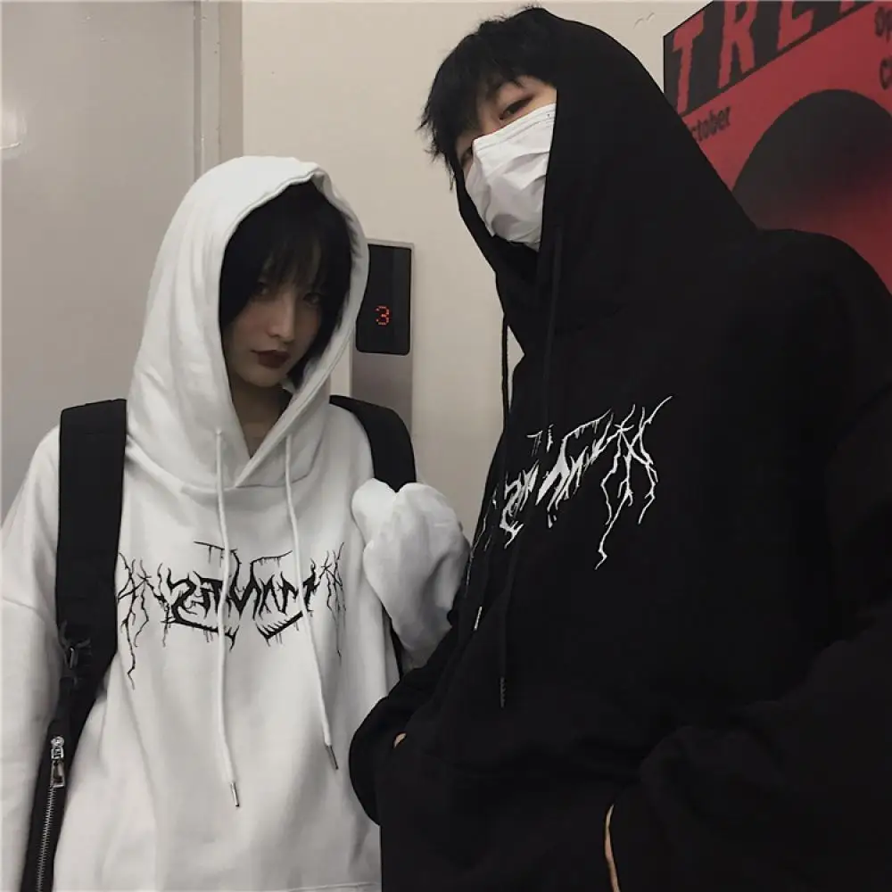 

Couple Men/Women Gothic Hoodies Sweatshirt Harajuku Loose Tops Punk Men Clothing Hip Hop New Streetwear Winter Hooded Sweatshirt