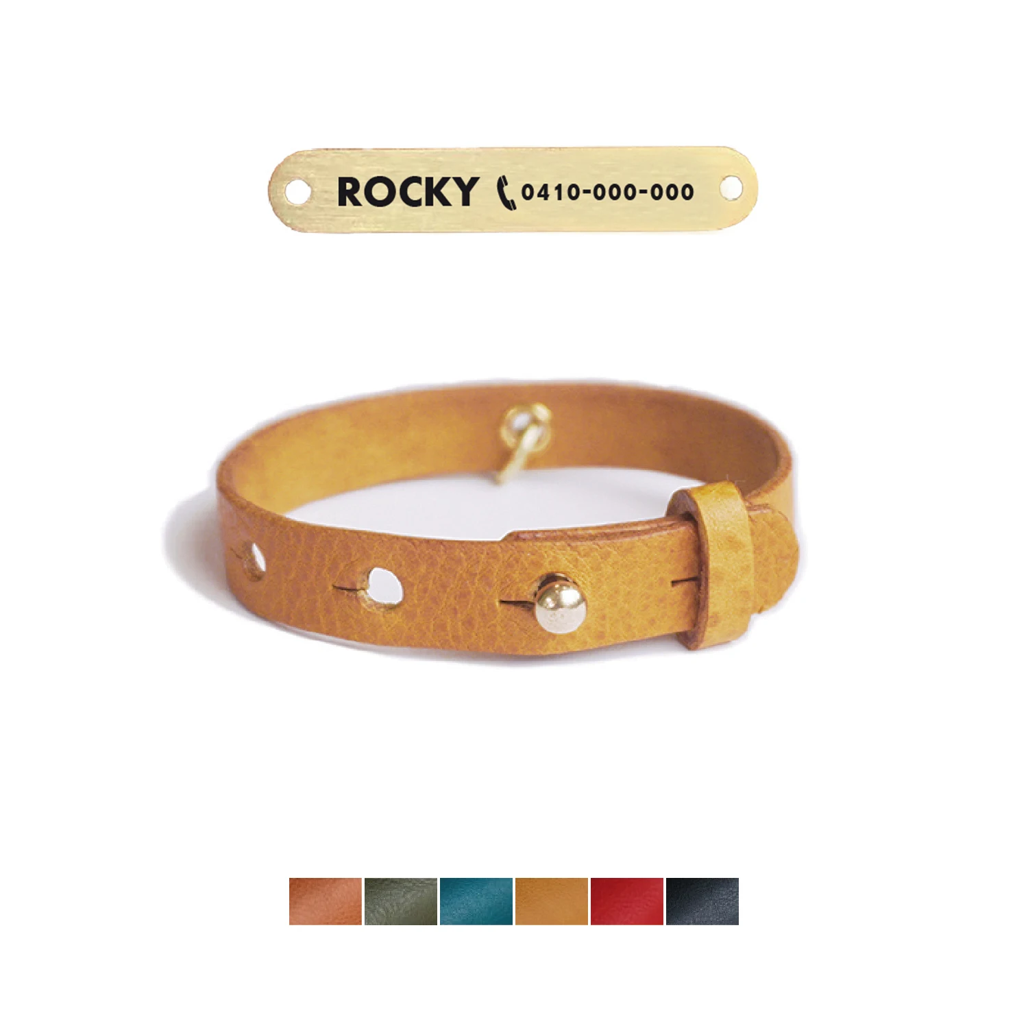 

Handmade luxurious Leather Cat Collar Size Adjustable With Customized Id Tag For Puppy Free Engraving Personalized Dog Collar