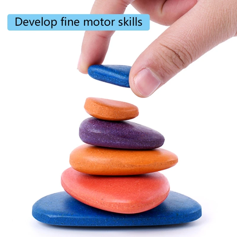 

Rainbow Pebbles Puzzles Educational Toys Stones Stacking Game For Children Early Learning Math H3CD