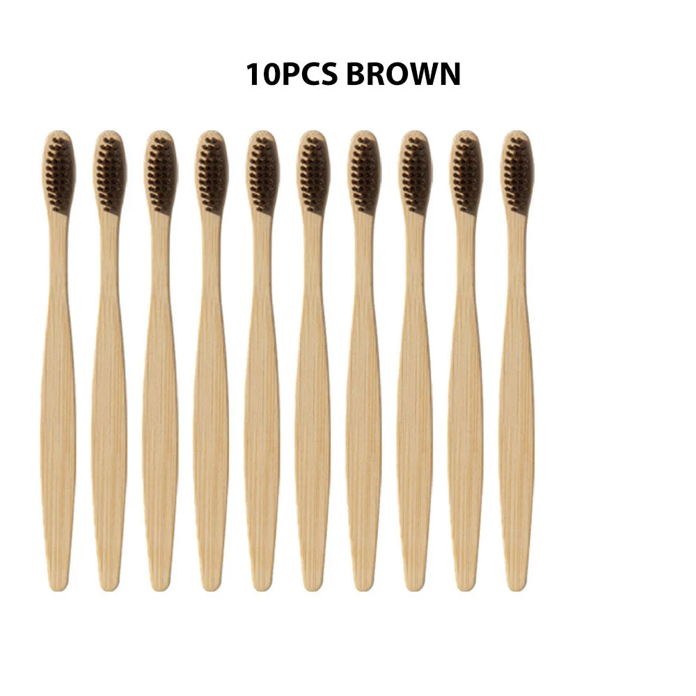10pcs brown 10 шт./компл. окружающую среду с бамбуковым древесным углем Зубная щётка es для гигиены полости рта с низким содержанием углерода средней зубные щетки с мягкой щетиной для деревянной ручкой Зубная щётка - Цвет: 10pcs brown