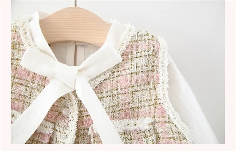 2pcs Girls Dresses Fall 2020 Long Sleeve Kids Clothing with Vest Fashion Princess Baby Children Outfits 6M-3T | Детская одежда и