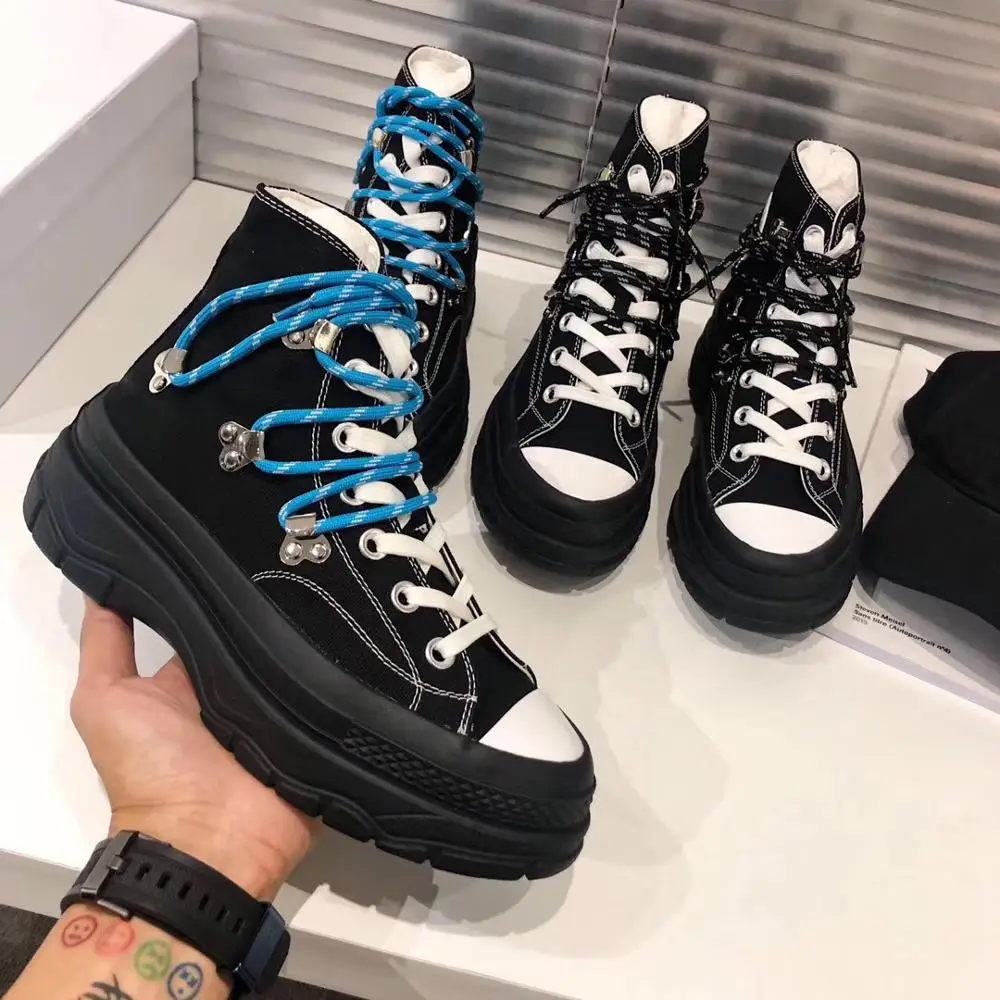 Модная дизайнерская обувь для влюбленных двухцветная на шнурках повседневные