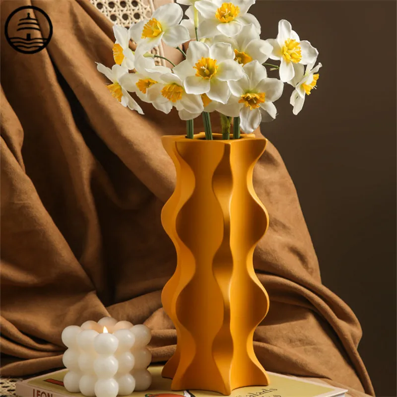 

BAO GUANG TA Nordic Color Arts Geometry Vase Dried Flower Arrangement Ideas Morandi Ceramic Crafts Home Decor Floral Organ R6420