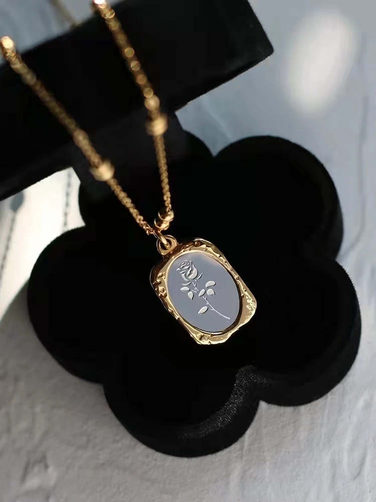 Романтическое винтажное женское ожерелье из нержавеющей стали с подвеской в