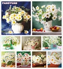 Набор для алмазной вышивки крестиком, картина с белыми маргаритками 5D сделай сам, аксессуары для творчества, Цветочная вышивка, полная выкладка, набор для домашнего декора стен