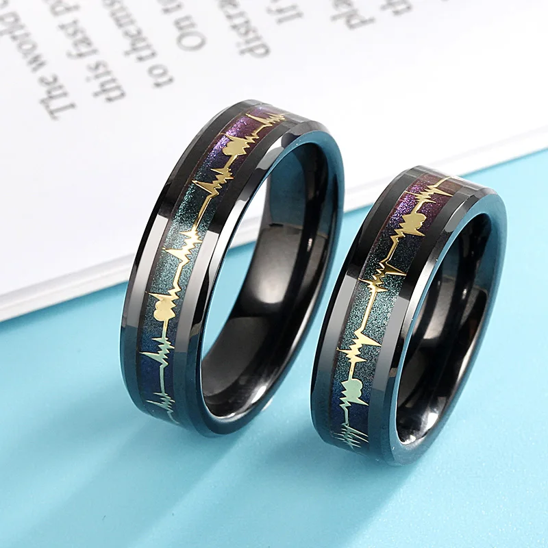 Кольца для женщин меняющие цвет сердцебиение черные керамические кольца мужчин