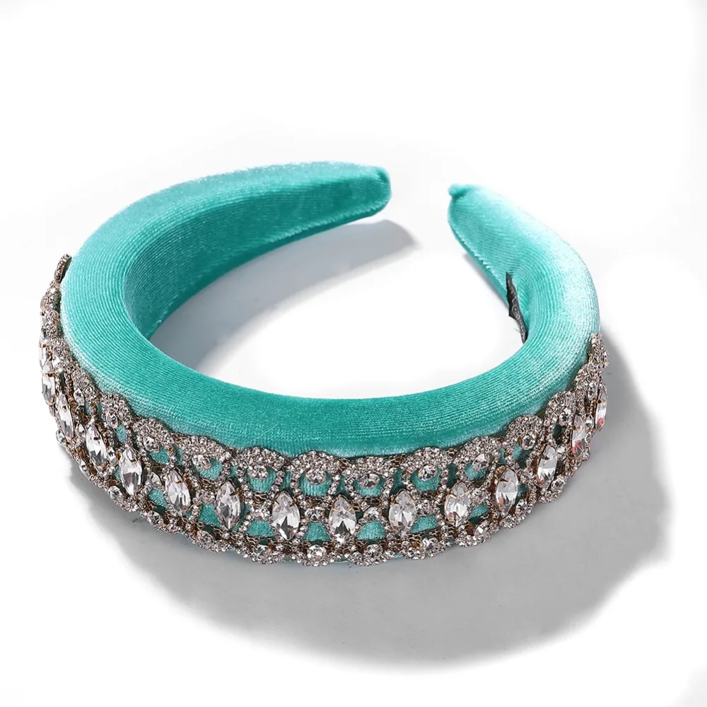 Vedawas Multi-Color Gem Baroque Headbands Women Diamond Hair Accessories Pearl Headband Girls Crown Flower Hairbands Head Wrap