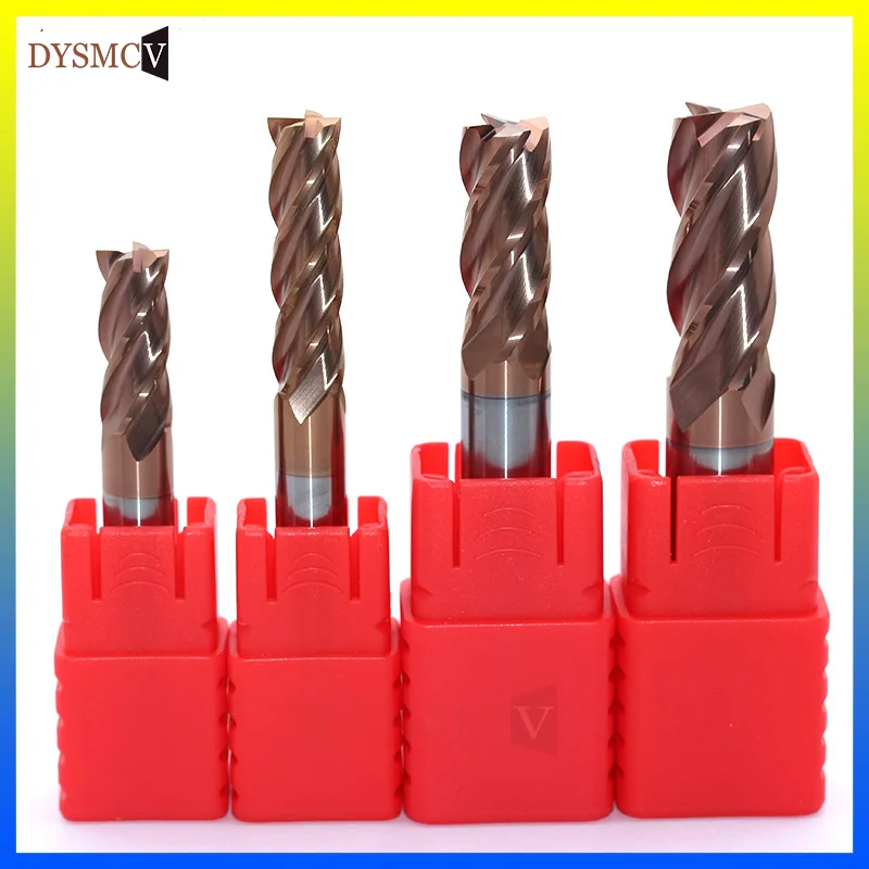 1pcs HRC60 8mm 10mm 12mm  End Mill  4Flute Solid Carbide TiAIN Coated Spiral Standard Long Endmill CNC Milling Cutting Tools