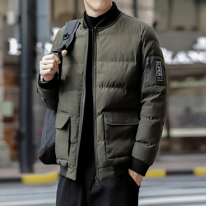 Для мужчин с Бейсбольным воротником Теплая стеганая хлопковая куртка со стоячим