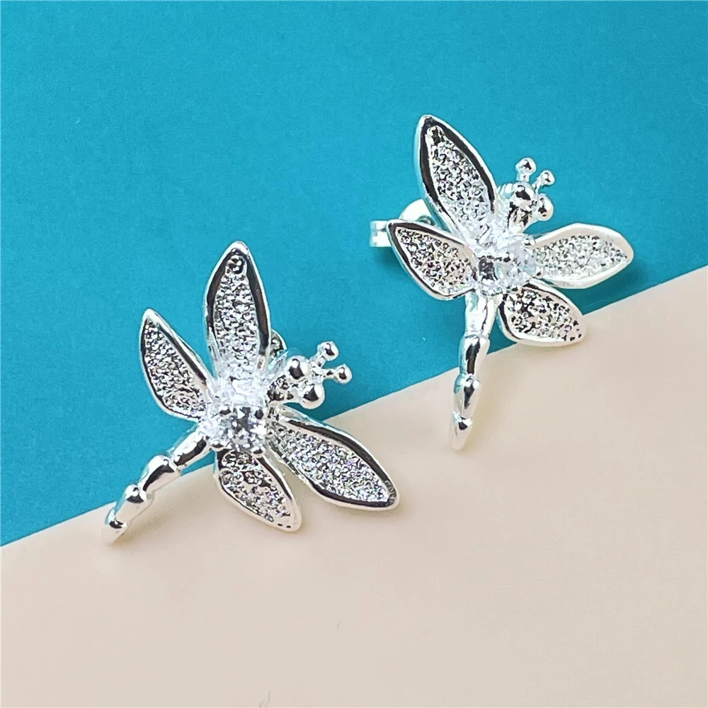 

High Jewelry 925 Sterling Silver Earrings Zircon Crystal Heart Shaped Woman Ear Studs Engagement Wedding