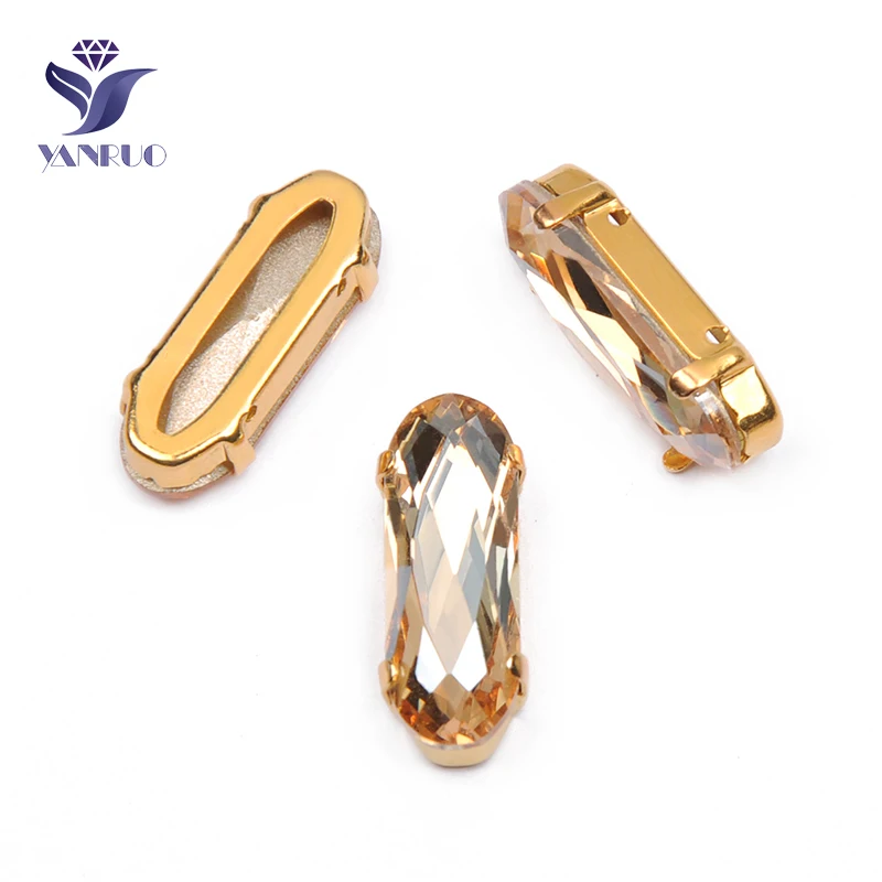 Golden Shadow YANRUO 4161, удлиненные Стразы для багета, хрустальные причудливые камни с когтями, K9 точечные Стразы для рукоделия - Цвет: Golden Shadow