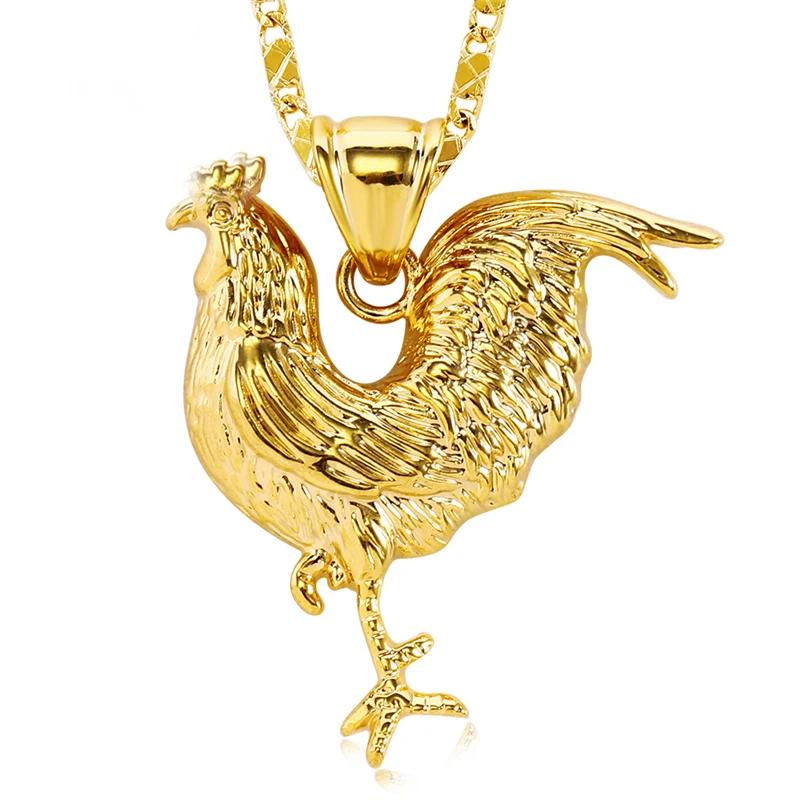 

New Fashion Chicken Necklace For Women Men Fashion Rooster Pendant Chain Necklace Jewelry Gallo Medalla Con Cadena De Oro