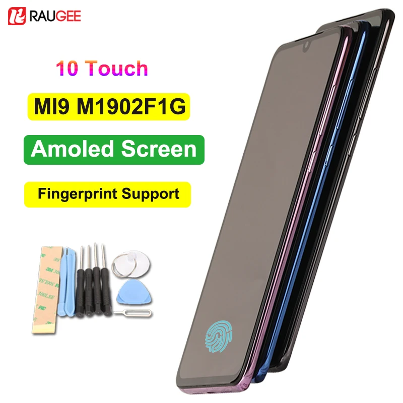 

Amoled Display For xiaomi Mi 9 LCD Touch Screen with Fingerprint 10 Touch Original Screen Replace For Xiaomi mi9 mi 9 M1902F1