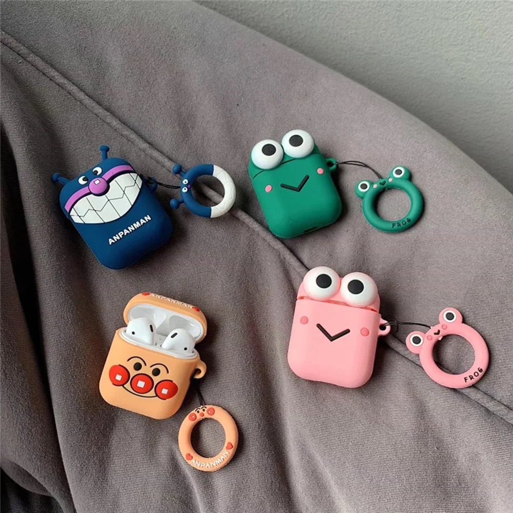 Cute Cartoon Earphone Case For Airpods 2 Cover Soft Silicone Slim Earphone Cover For Airpods Case Bag Protective Strap or Hook