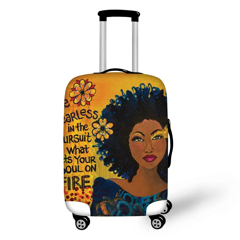 Чехол для багажа ELVISWORDS Afro Girl, водонепроницаемый чехол для путешествий, чехол для костюма, багажные бирки, портативный Эластичный Защитный чехол для костюма - Цвет: YQ1905