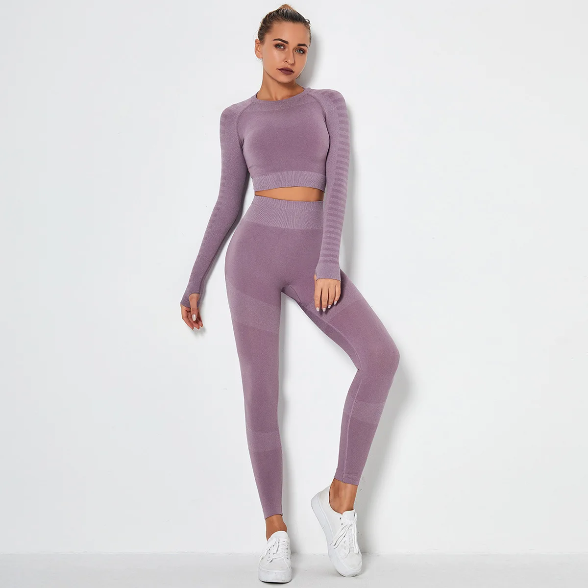 

Seamless Yoga Sets Women Gym Clothes Sportswear Sport Suit Long Sleeve Gym Crop Top High Waist Leggings Fitness Set Gym Set