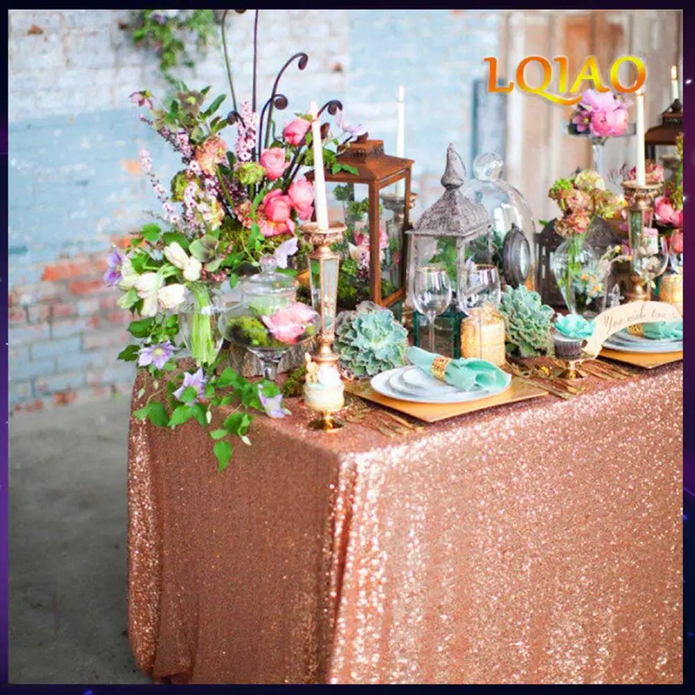 

120x200cm/120x400cm Glitter Sequin RECTANGULAR Tablecloth - Rose Gold Sequin Table Cloth for Wedding Party Christmas Decoration