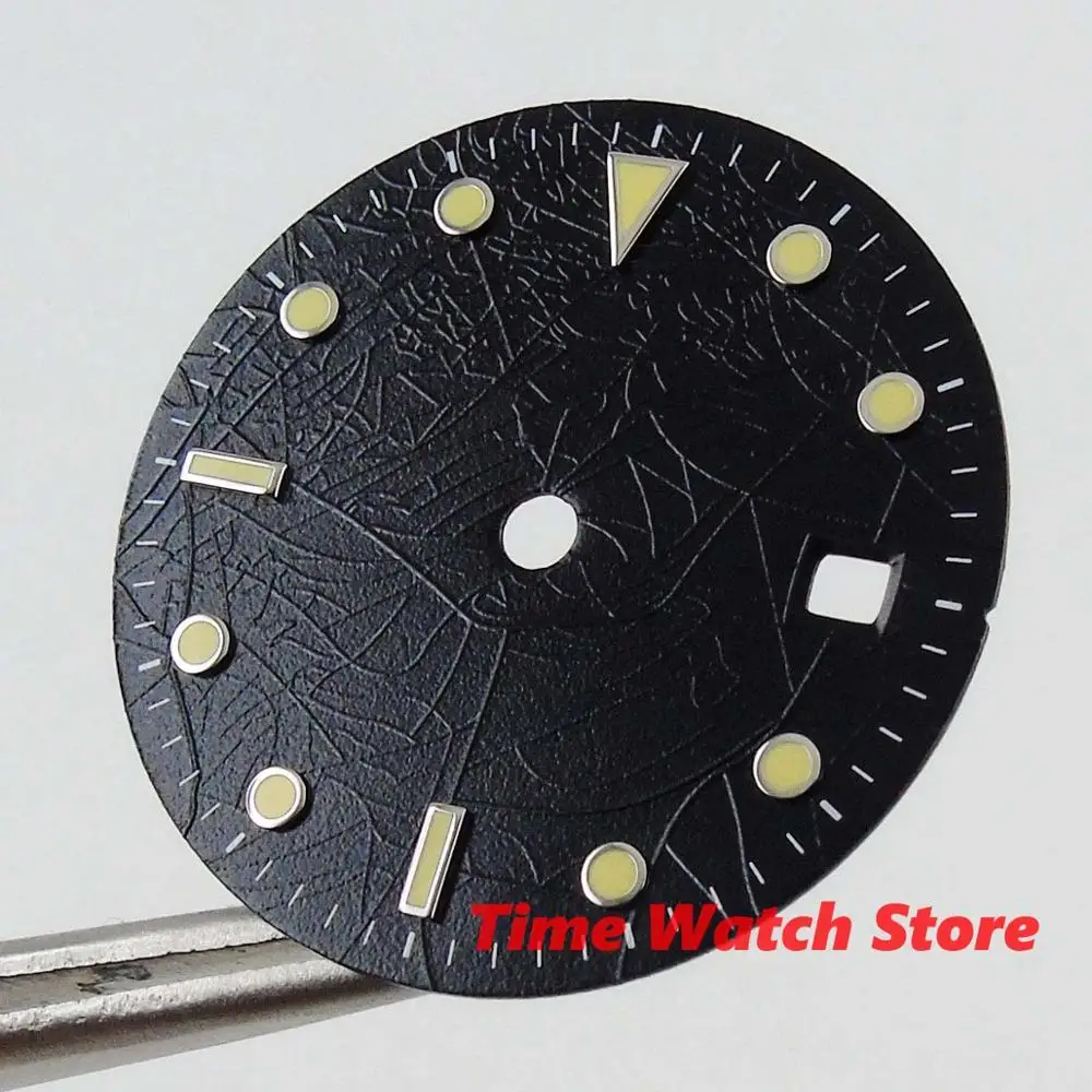 Циферблат часов 29 2 мм черный рельефный циферблат Супер Светящиеся желтые следы