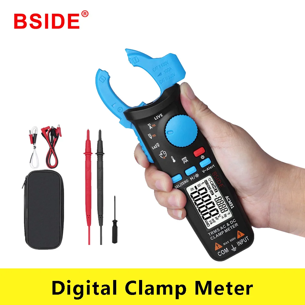 

Цифровые токоизмерительные клещи BSIDE, серия ACM, True RMS, DC, AC, напряжение, Ом, температура, емкость, Гц, Бесконтактный индикатор напряжения, ампер...