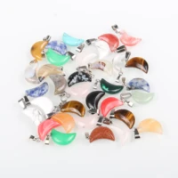 10pcslot moon shape natural stone pendants real agates pendants charms for making diy jewelry pendant necklace size 12x28mm