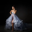 Экстра пышные тюлевые платья для беременных без бретелек, с разрезом, свадебные платья для беременных, для фотосессии