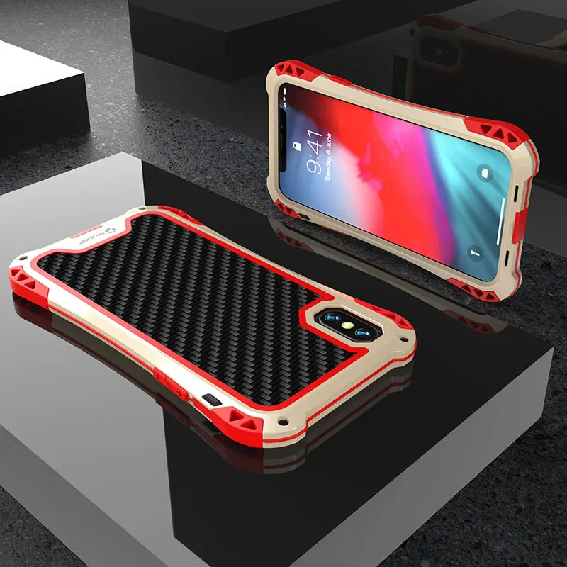 Металлический чехол для iPhone 11 Pro Max чехол противоударный алюминиевый Gorilla glass Siliocne Твердый защитный чехол для iPhone X чехол для Max XR - Цвет: red gold