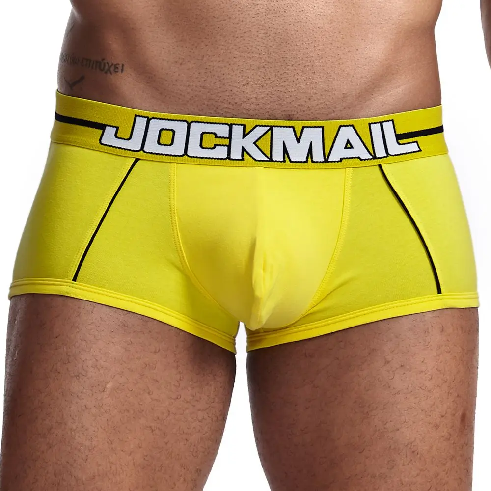 JOCKMAIL боксер для мужчин Новое модное мужское белье сексуальные мужские боксеры U выпуклая сепарация боксер homme подарок для мужчин cueca Gay - Цвет: Цвет: желтый