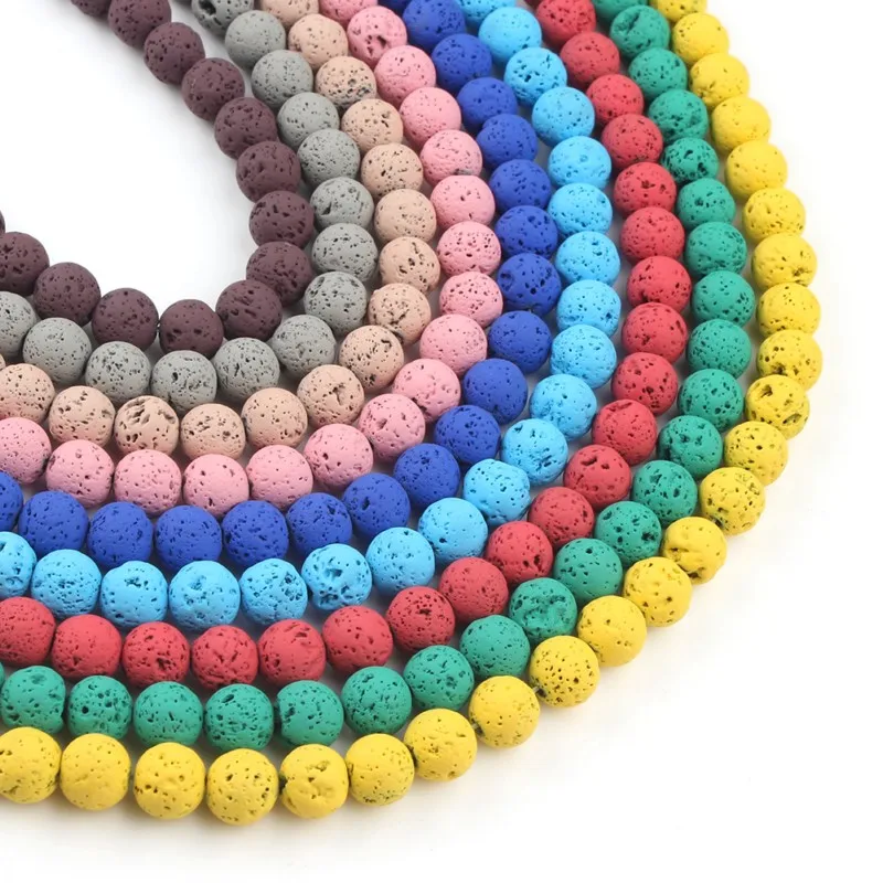 Бусины Из Натурального Гематита и вулканического камня круглые