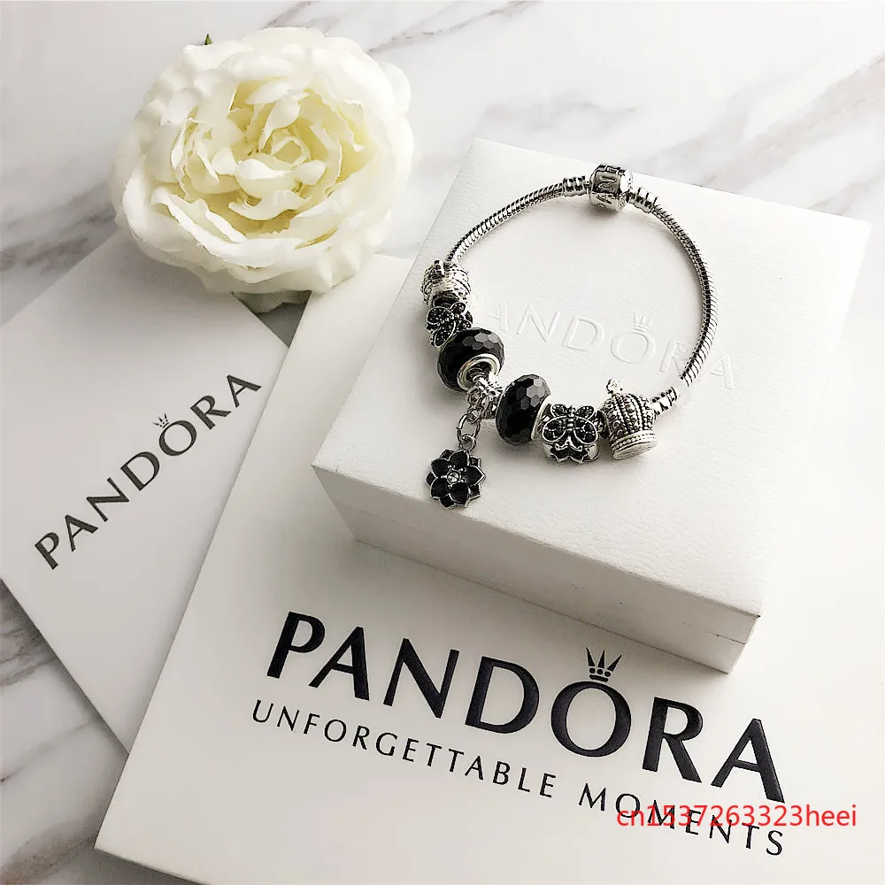 

Pandora bracelet charms silver 925 original Luxury PANDORA Silver Crystal Shinning Love Heart Clasp Charm Bracelet