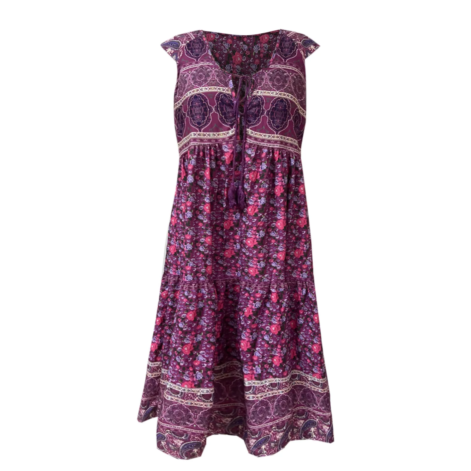 

Women's Summer Bohemian Long Dress Casual Sexy Sleeveless Lace-up Long Flowers Printed Party Maxi Dress Female Vestidos 2021