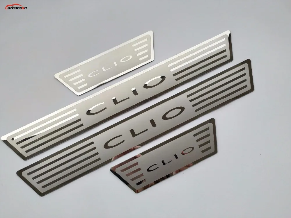 Аксессуары для стайлинга автомобилей для Renault CLIO IV clio 4 Накладка на порог, нержавеющие двери и подоконники, наклейка на педаль автомобиля - Цвет: Серебристый