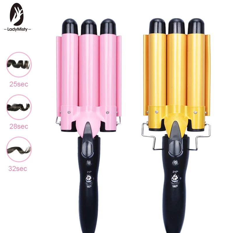 Профессиональные щипцы для завивки волос 3 барреля керамические тройные