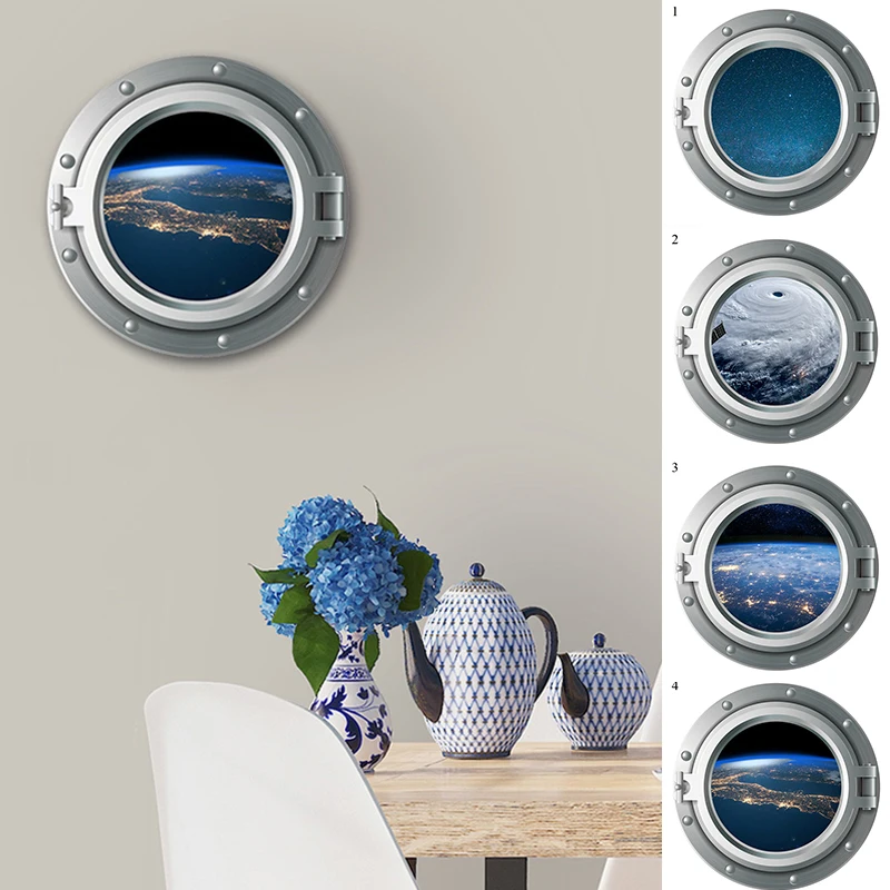 

Universe Outer Space Stickers Home Decor Decals 3D PVC Solar System Earth Mars Planet Wall Stickers for Kids Rooms Bathroom