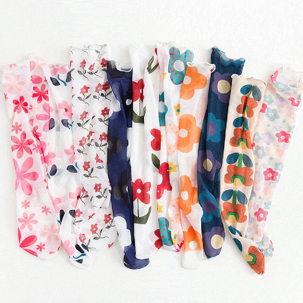 

Fresh Floral Art Funny Socks Mesh Thin Cute Socks Summer Women Jacquard Sokken Skarpetki Calcetines Mujer Meias