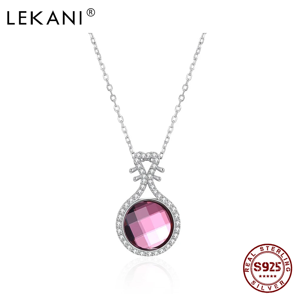 

Ожерелье женское из серебра 925 пробы с австрийским розовым кристаллом