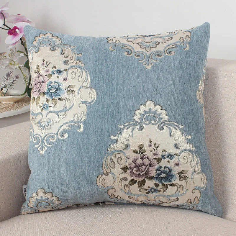 

Fyjafon Pillowcase 60x60 Chenille Double sides Jacquard Cushion Cover Blue Gray Pillow Case Thick European Pillowcases
