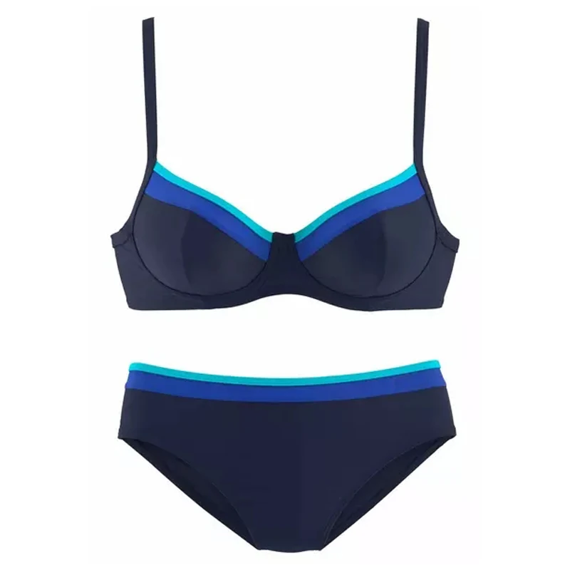 

Women Padded Bikini Set Underwire Swimwear New Beachwear Sexy 2021 Mujer new Patchwork Two Piece Bathing Suit Push Up Swimsuit