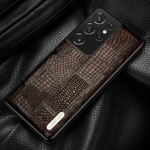 LANGSIDI Brand Phone case For samsung Galaxy s21 ultra S21 PLUS a32 Genuine leather shockproof cover For S21 ultra s20 fundas