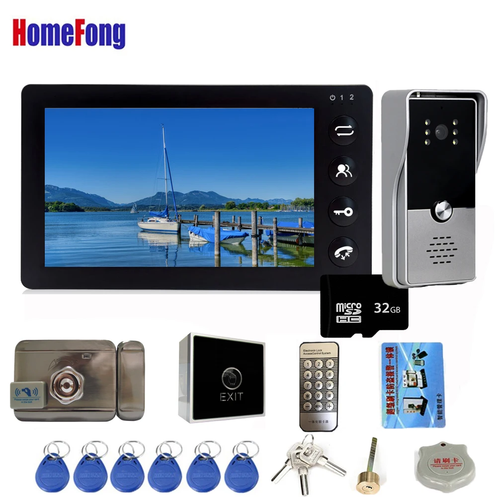 

Homefong 7 Inch Video Door Phone with Electric Lock Wired Video Intercom with Motion Detect Outdoor Station Night Vision 1000TVL